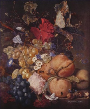 古典的な静物画 Painting - 果物 花 ヤン・ファン・ホイスム 古典的な静物画